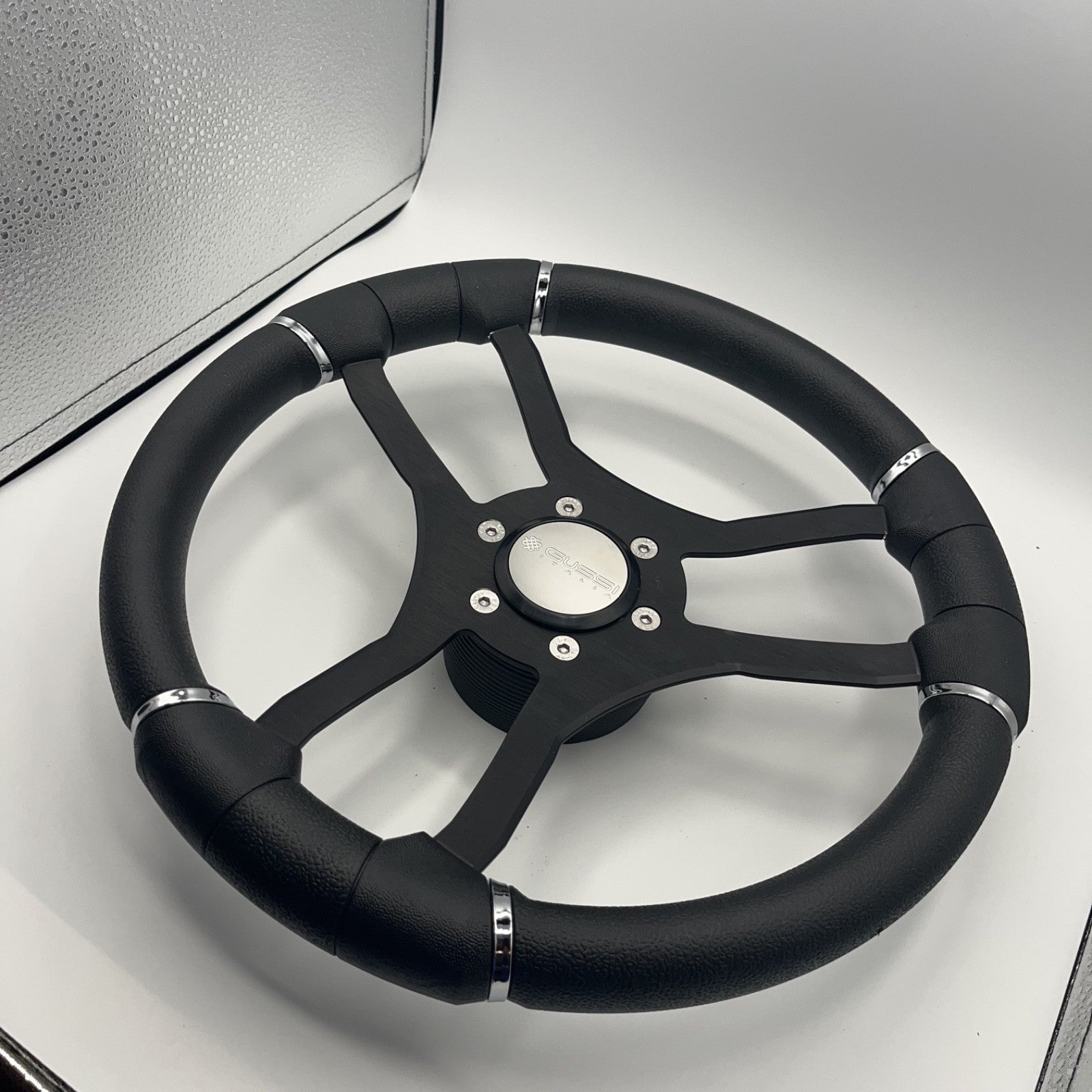 Malera Boat Steering Wheel Black Aluminum Spokes | Gussi Snap-in