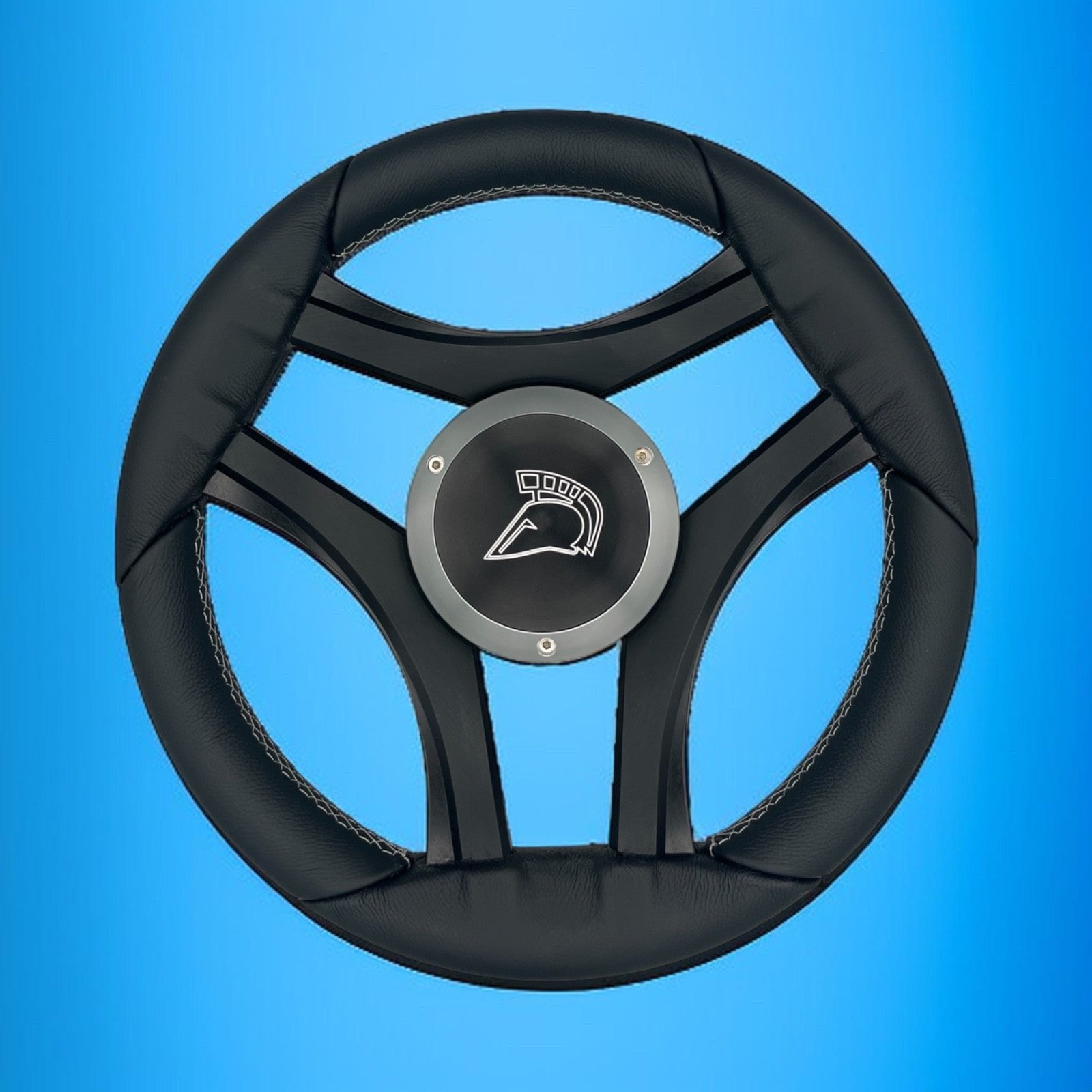 Durello Marine Steering Wheel, Black Leather Rim