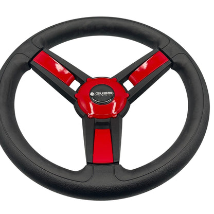 Giazza Golf Cart Steering E-Z-GO HUB Soft Touch Rim ABS Spokes - Red Inserts