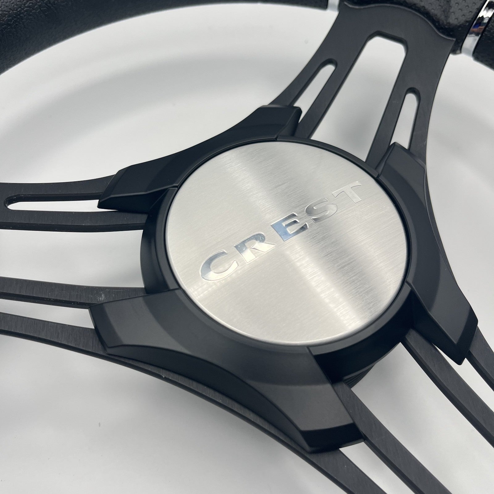 Gussi Italia Boat Steering Wheel Black Brushed Alum Spokes | Crest