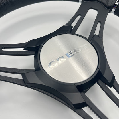 Gussi Italia Boat Steering Wheel Black Brushed Alum Spokes | Crest
