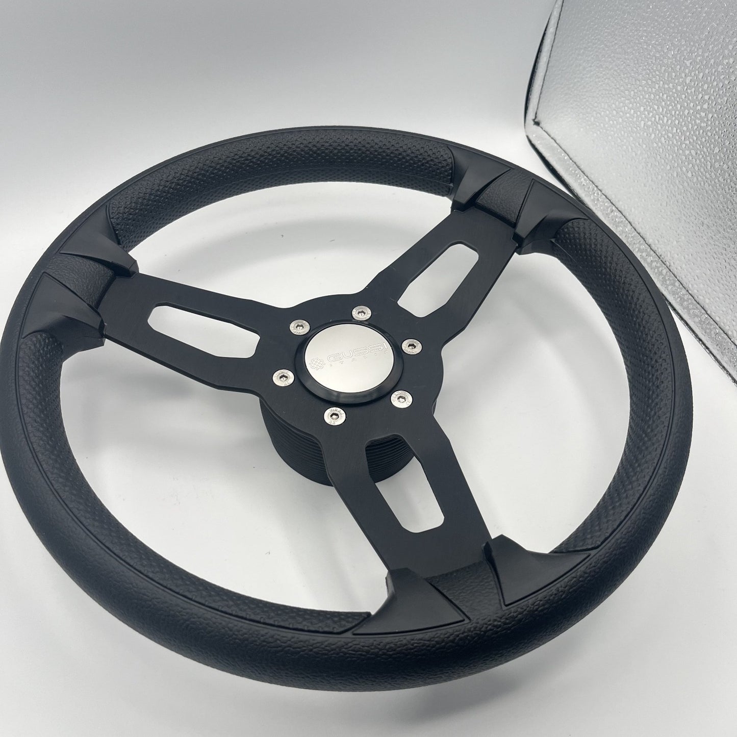 Gussi Italia Model 15 Steering Wheel Blk Brushed Alum Spokes | Gussi Stainless