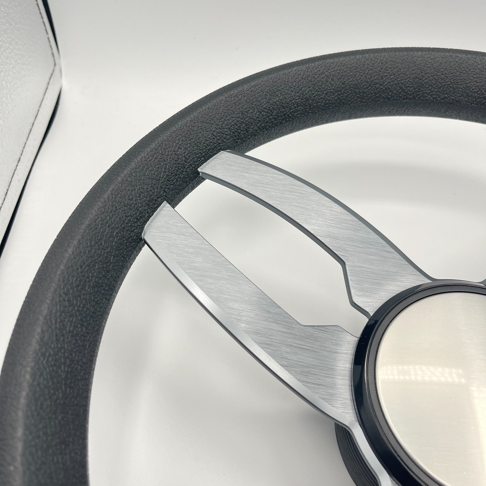 Cabrio Boat Steering Wheel Gray Brushed Alum Spoke | Plain