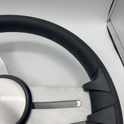 Model 15A Marine Steering Wheel Brushed Aluminum Spokes | Blank Cap