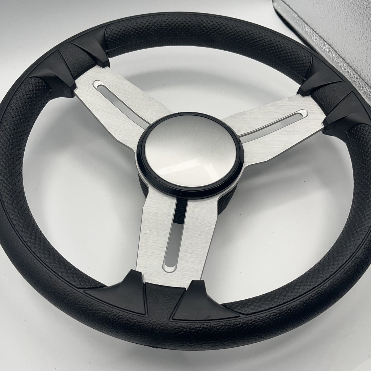 Model 15A Marine Steering Wheel Brushed Aluminum Spokes | Blank Cap