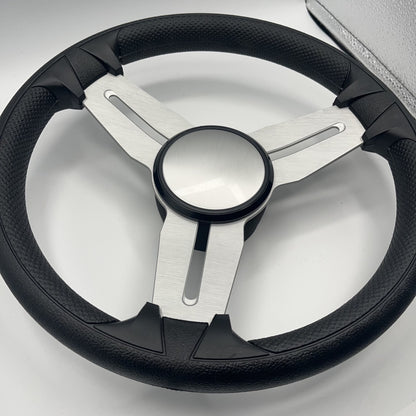 Model 15A Marine Steering Wheel Brushed Aluminum Spokes | Blank Cap