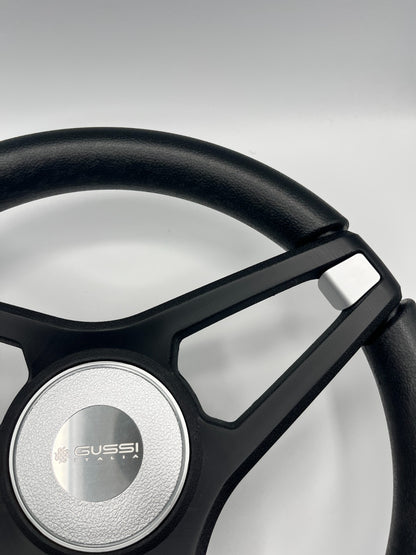 Molino Black w/Silver Accents Boat Steering Wheel | Gussi Italia Center Cap
