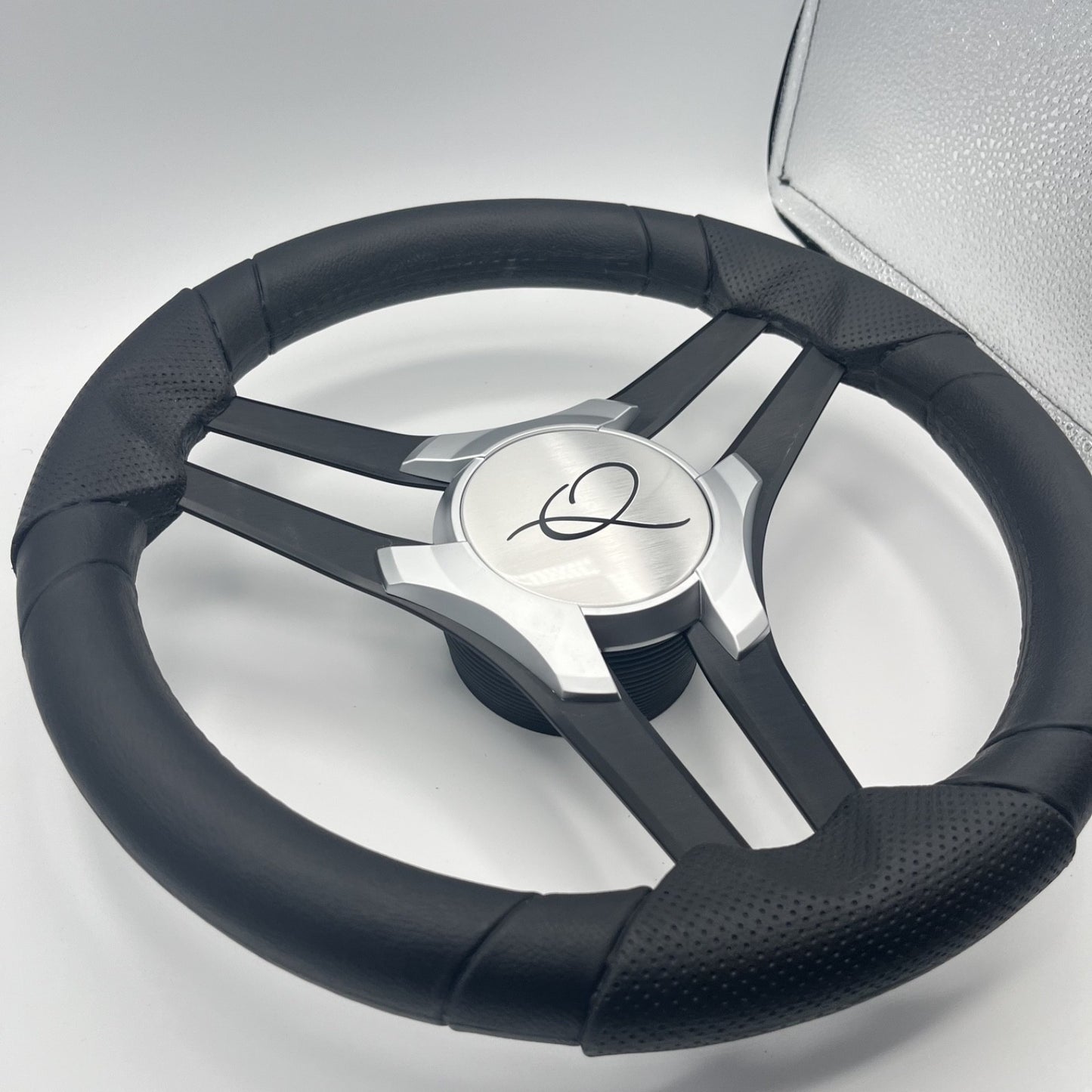 Molinara Marine Steering Wheel Black Brushed Alum Spokes | Apex