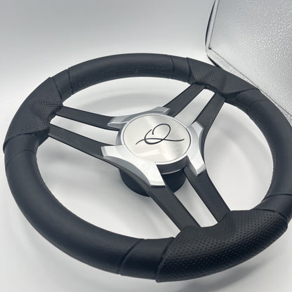 Molinara Marine Steering Wheel Black Brushed Alum Spokes | Apex