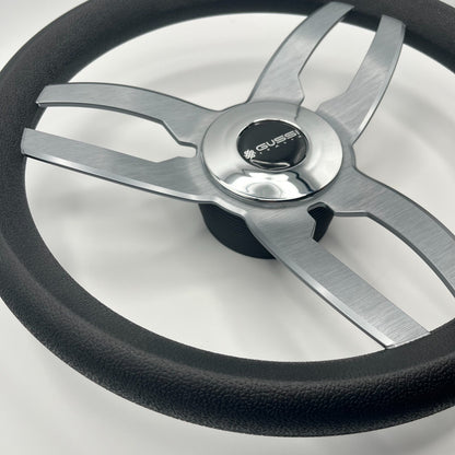 Cabrio Boat Steering Wheel Gray Brushed Alum Spoke | Gussi Italia