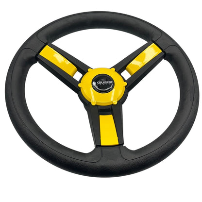 Giazza Golf Cart Steering E-Z-GO HUB Soft Touch Rim ABS Spokes - Yellow Inserts