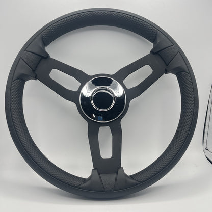 Gussi Italia Model 15 Steering Wheel Blk Brushed Alum Spokes | Chrome Blank