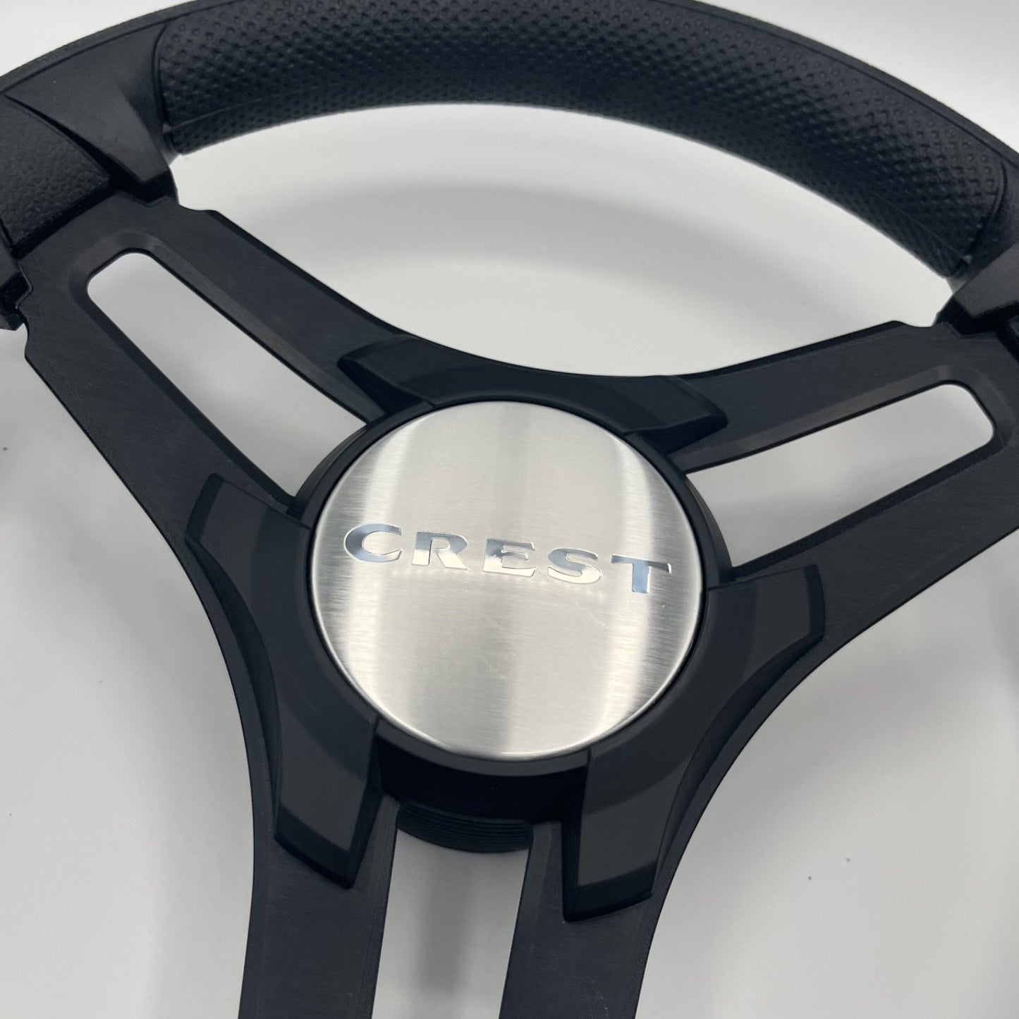 Gussi Italia Marine Steering Wheel Black Brush Metal Spokes | Crest