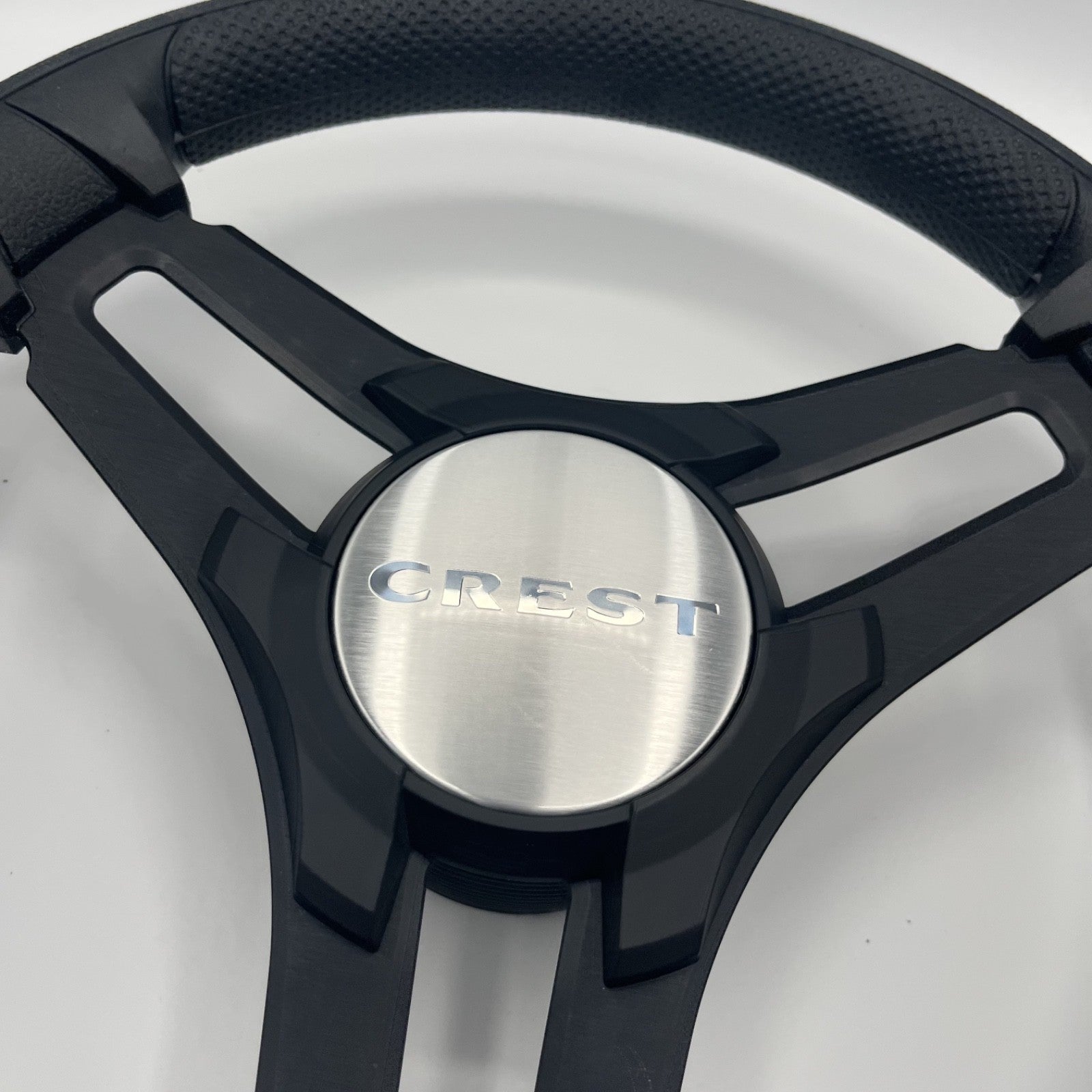 Gussi Italia Marine Steering Wheel Black Brush Metal Spokes | Crest