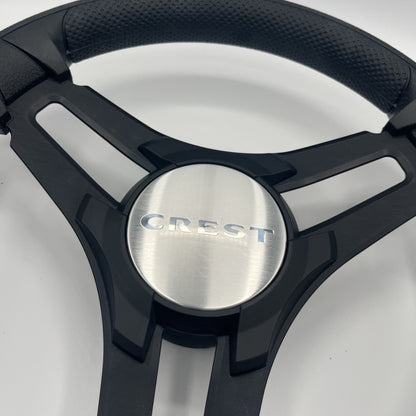 Gussi Italia Marine Steering Wheel Black Brush Metal Spokes | Crest