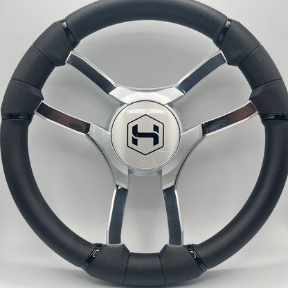 Malera Boat Steering Wheel Chrome Spokes | Harris Kayot Gray Star