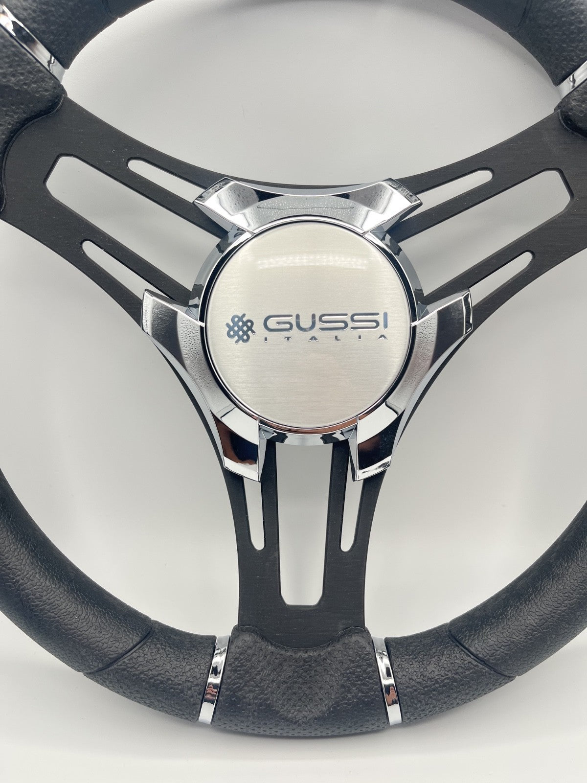 Gussi Italia Boat Steering Wheel Black Brushed Alum Spokes | Gussi Italia
