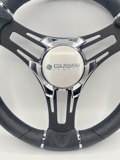 Gussi Italia Boat Steering Wheel Black Brushed Alum Spokes | Gussi Italia