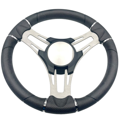 Verona Boat Steering Wheel Gray Brushed Aluminum Spokes | Plain