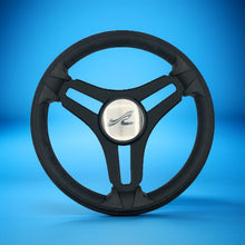 Gussi Italia Marine Steering Wheel Black Brush Metal Spokes | Sea Ray
