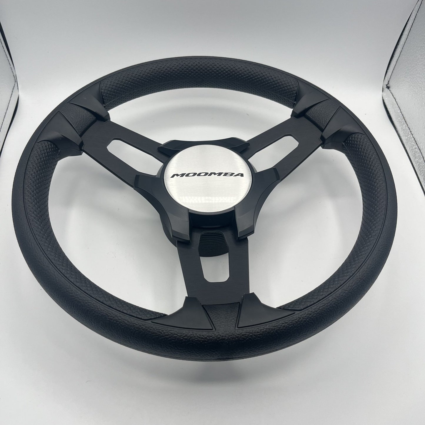 Gussi Italia Boat Model 15 Steering Wheel Black Brushed Alum Spokes |Blk Moomba