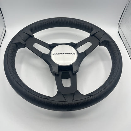 Gussi Italia Boat Model 15 Steering Wheel Black Brushed Alum Spokes |Blk Moomba
