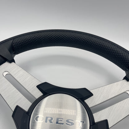 Model 15 Marine Steering Wheel Brush Alum Spokes | Crest Boats Logo