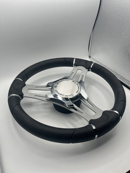 Verona Boat Steering Wheel Gray Brushed Aluminum Spokes | Legend Boats Logo