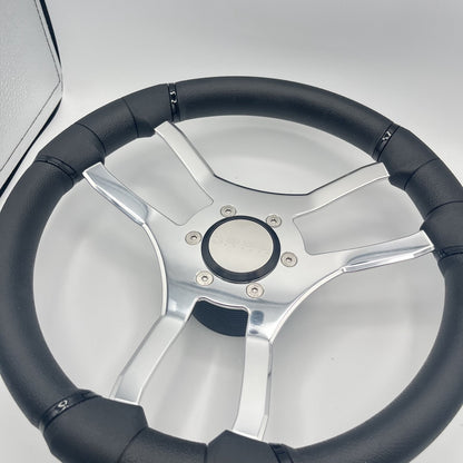 Malera Boat Steering Wheel Chrome Spokes | Snap in Stainless Gussi Cap