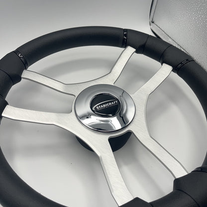 Malera Boat Steering Wheel Brushed Aluminum Spokes | Stabicraft