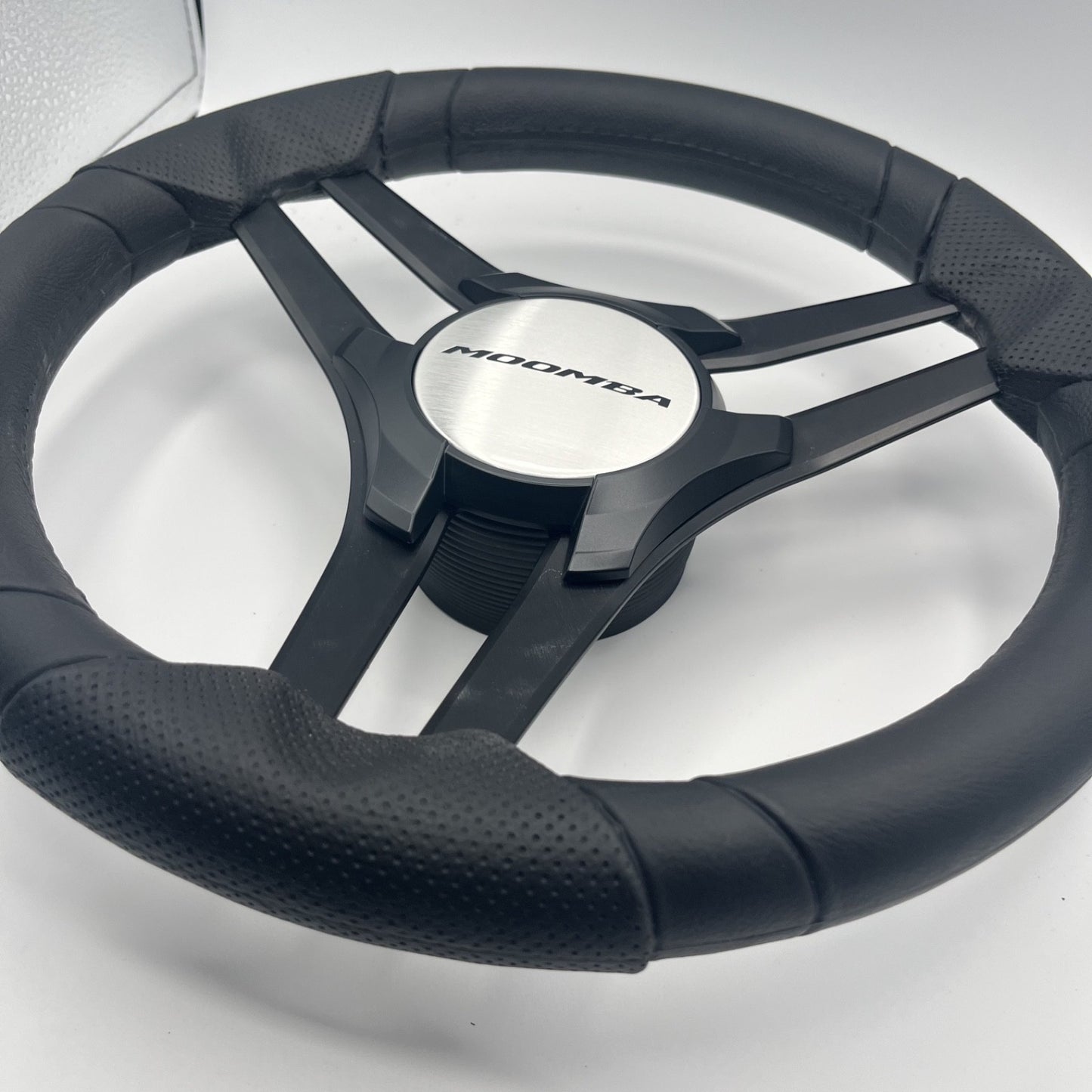 Molinara Marine Steering Wheel Black Brushed Alum Spokes | Moomba