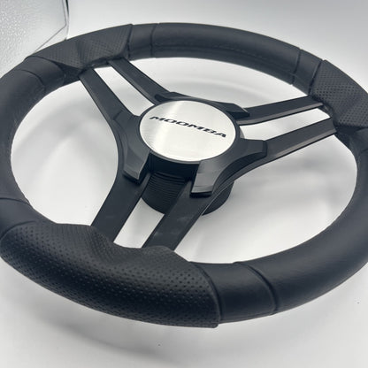 Molinara Marine Steering Wheel Black Brushed Alum Spokes | Moomba