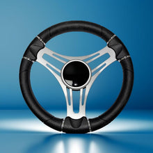 New Gussi Italia Boat Steering Wheel Gray Brushed Aluminum Spokes | Black Dome