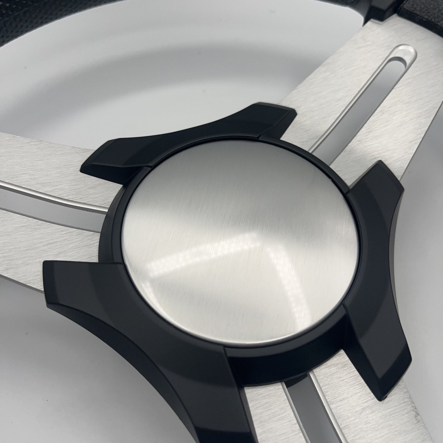 Model 15 Marine Steering Wheel Brushed Aluminum Spokes | Black Blank