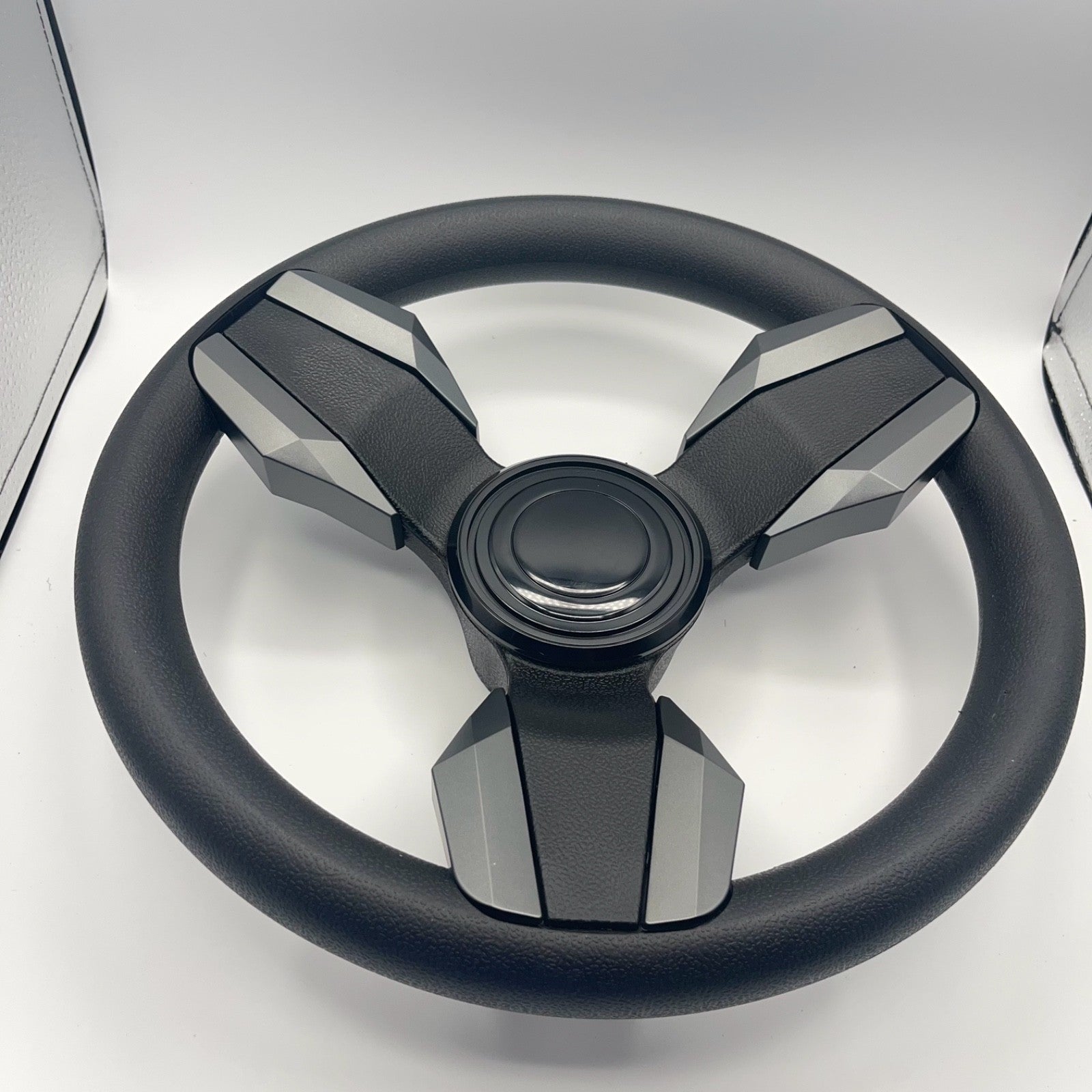 Collina Boat Steering Wheel Dark Gray Inserts - LG Black - Keyed ONLY