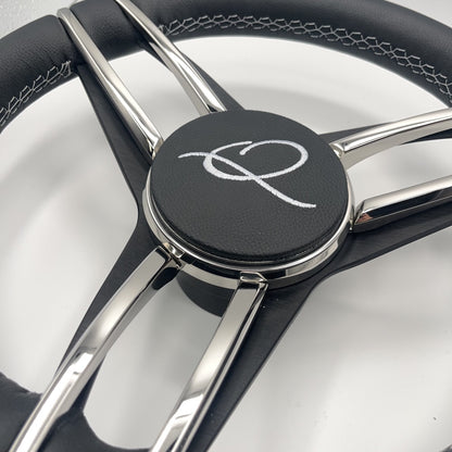 Gussi Italia Boat Steering Wheel Stainless Steel Spoke Leather Rim | APEX Boats