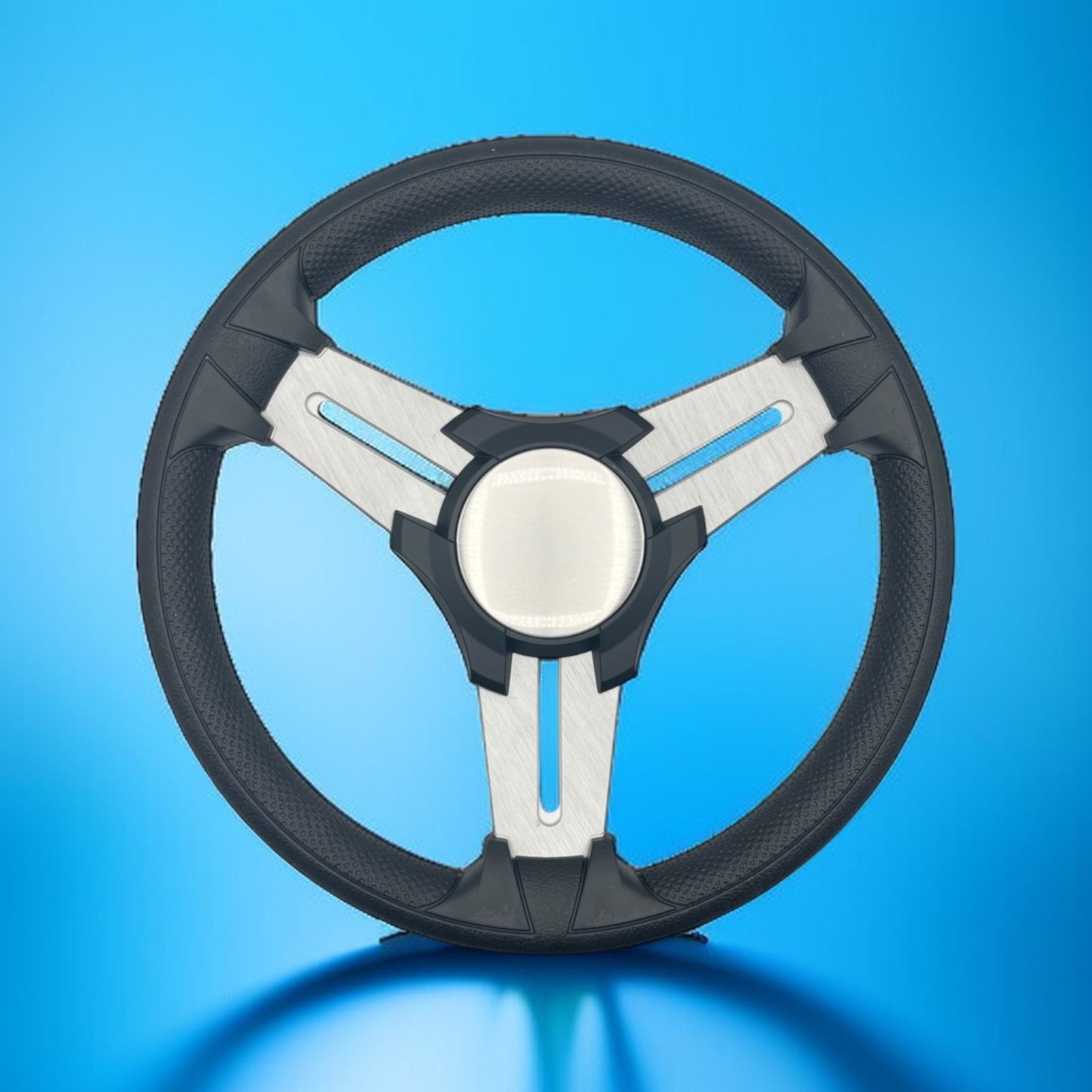 Model 15 Marine Steering Wheel Brush Alum Spokes | Black Blank