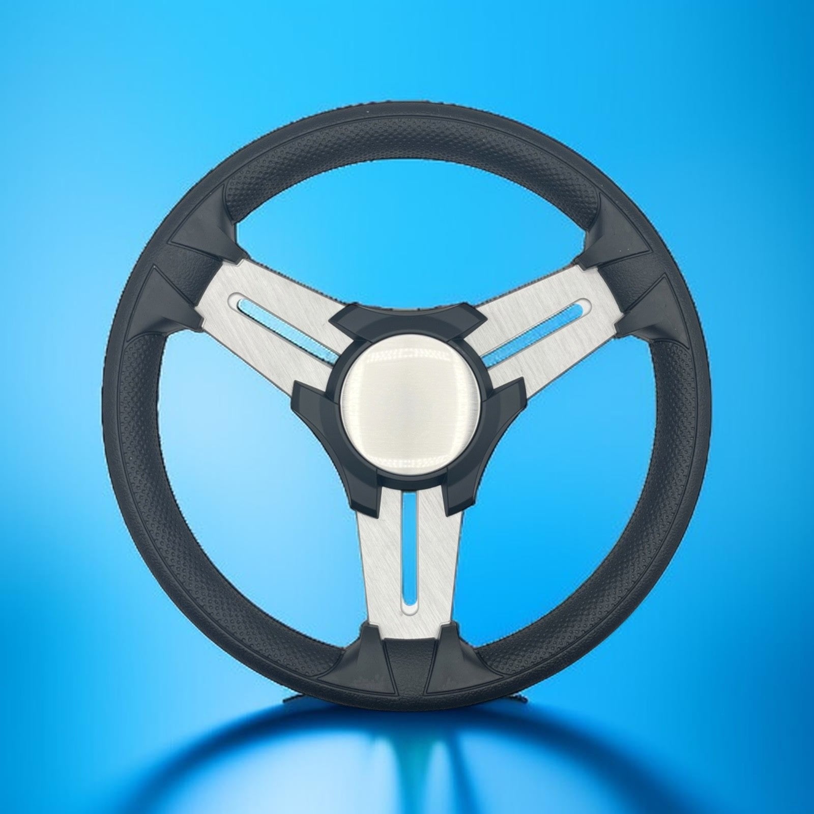 Model 15 Marine Steering Wheel Brush Alum Spokes | Black Blank