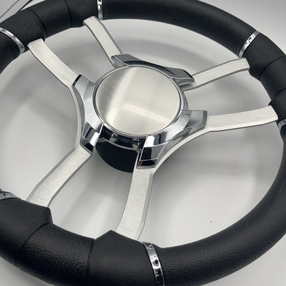 Malera Boat Steering Wheel Brushed Alum Spoke | Plain