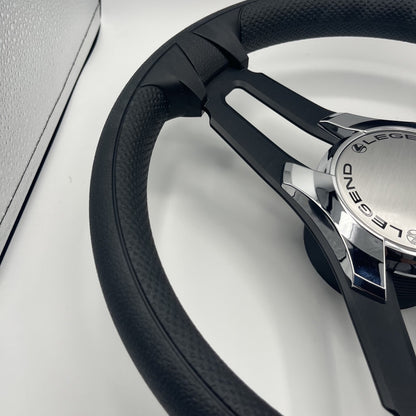 Gussi Italia Marine Steering Wheel Black Brush Metal Spokes | Legend
