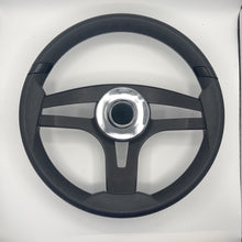 Badia Boat Steering Wheel Brushed Black Aluminum Spokes | Chrome-style Dome