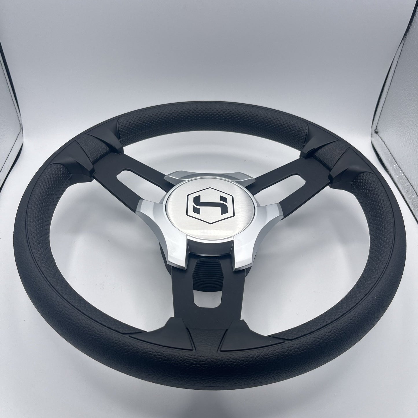 Gussi Italia Boat Model 15 Steering Wheel Black Brushed Alum Spokes | Sil Harris