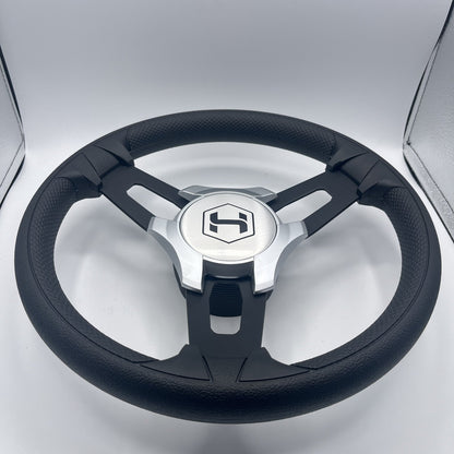 Gussi Italia Boat Model 15 Steering Wheel Black Brushed Alum Spokes | Sil Harris