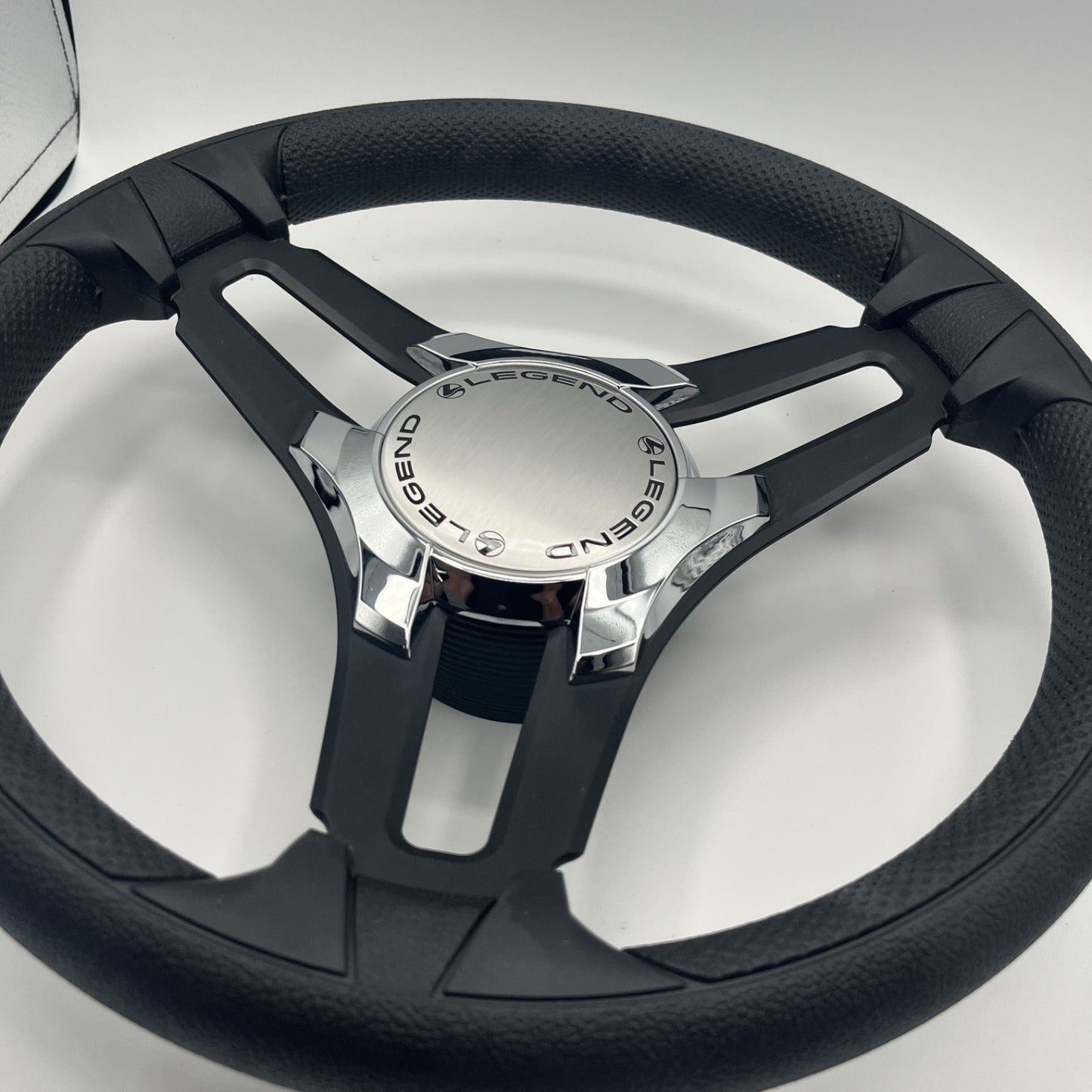 Gussi Italia Marine Steering Wheel Black Brush Metal Spokes | Legend
