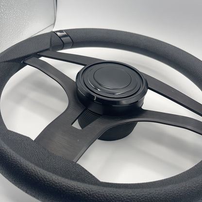 Badia Boat Steering Wheel Brushed Black Aluminum Spokes | LG Black Snap-in