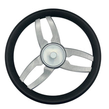 Cabrio Boat Steering Wheel Gray Brushed Alum Spoke | Starburst Center Cap
