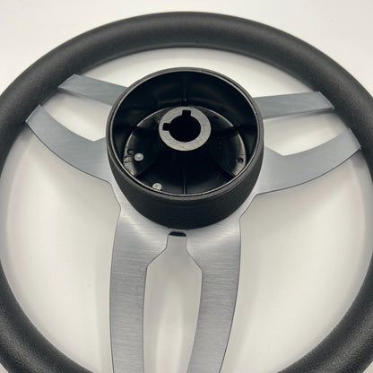 Cabrio Boat Steering Wheel Gray Brushed Alum Spoke | Lowe Boat