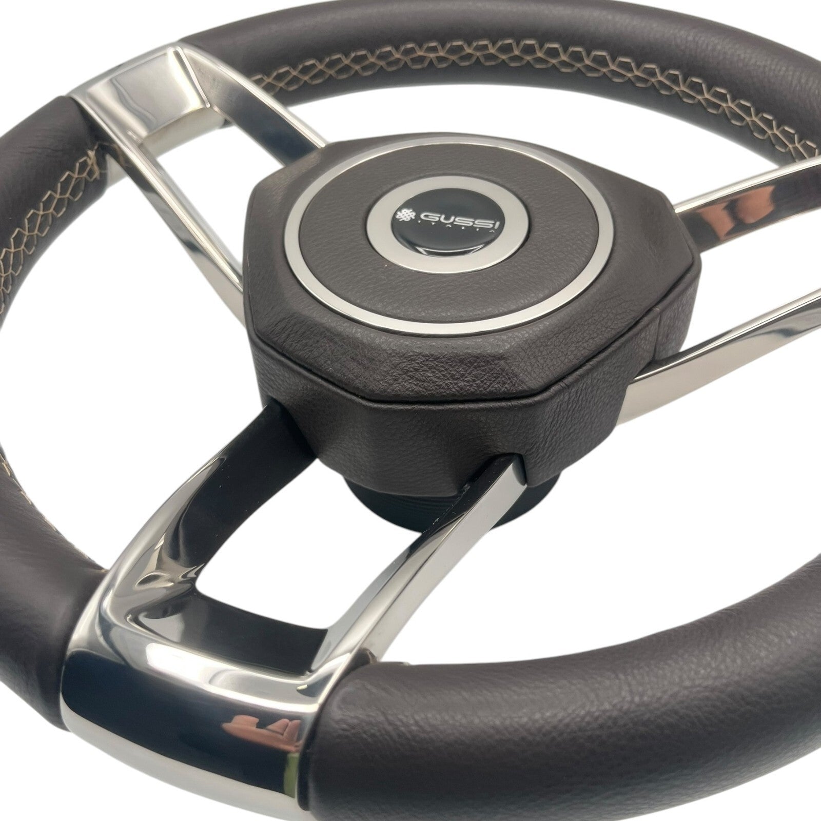 Model 700B Gussi Italia Boat Steering Wheel Polished Stainless Steel Spokes