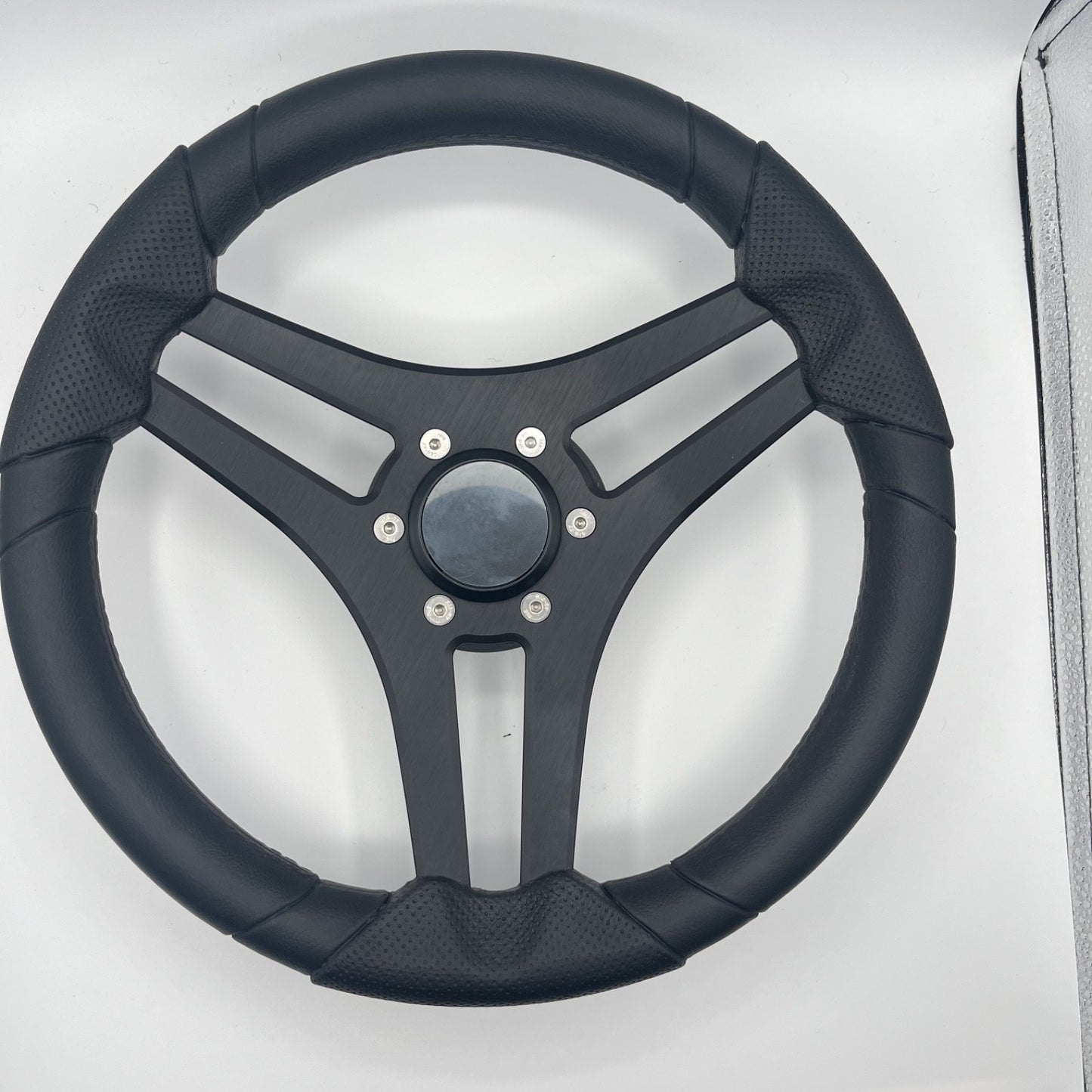 Molinara Marine Steering Wheel Black Brushed Alum Spokes | Blank Style