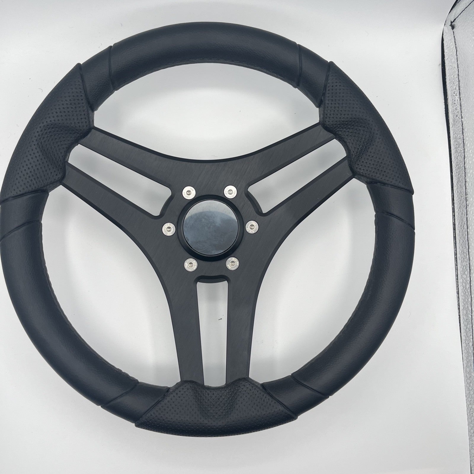Molinara Marine Steering Wheel Black Brushed Alum Spokes | Blank Style